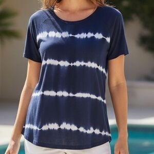 Maria Gabrielle - NWOT, Purple Tye-Dye, Short Sleeve Blouse, Crew Neck, Front...